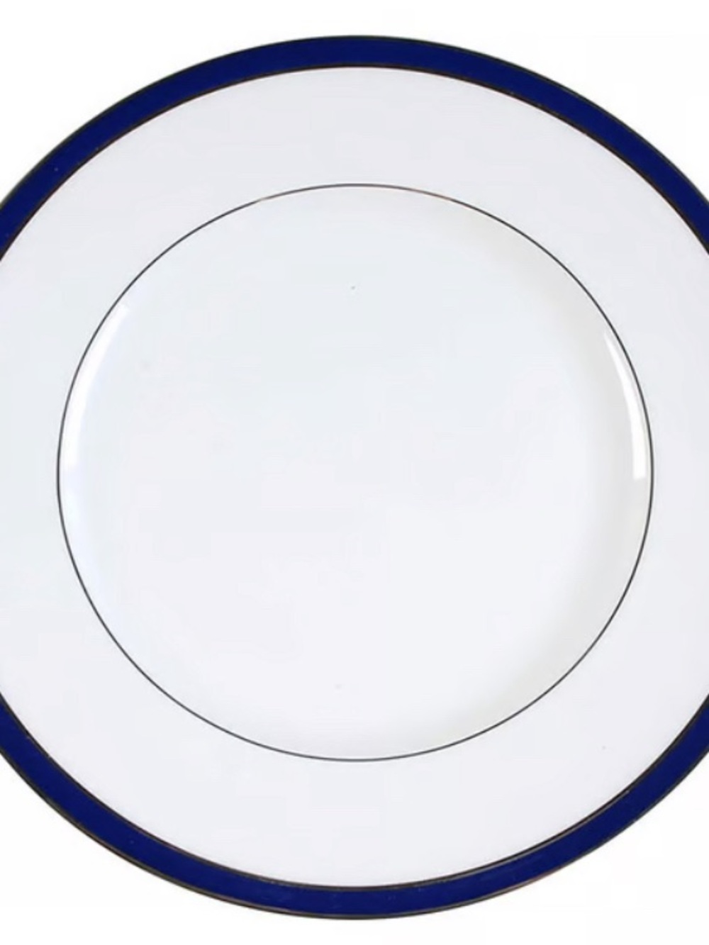 Lenox 8 White  & Cobalt Blue Fine China Plates Blue &Platinum Rim